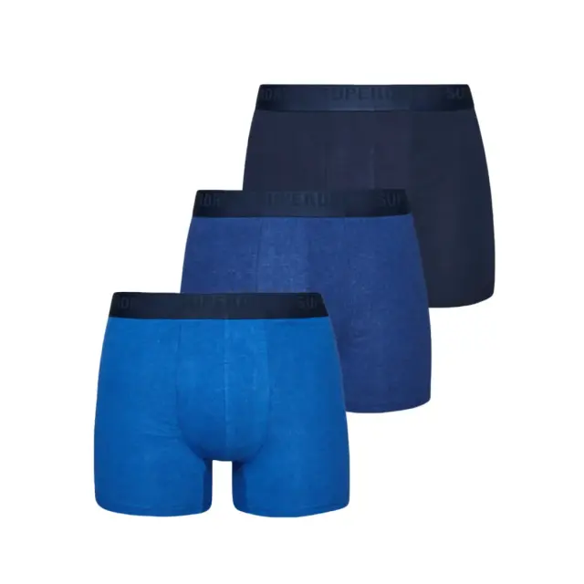 Superdry Ανδρικό Boxer Μακρύ Organic Cotton - Τριπλό Πακέτο, Χρώμα Navy-Bright Blue-Mazarine - S