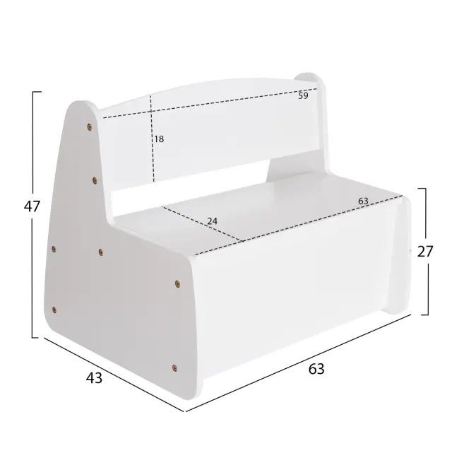 ΠΑΓΚΑΚΙ ΠΑΙΔΙΚΟ ΜΕ ΑΠΟΘ.ΧΩΡΟ FB918342.03 MDF & ΚΟΝΤΡΑΠΛΑΚΕ ΛΕΥΚΟ 63x43x47Υεκ 2
