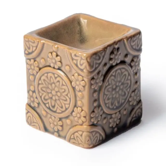 Αρωματικός Κεραμικός Καυστήρας (Oil Burner) με σχέδιο Μπεζ Λουλούδια 2