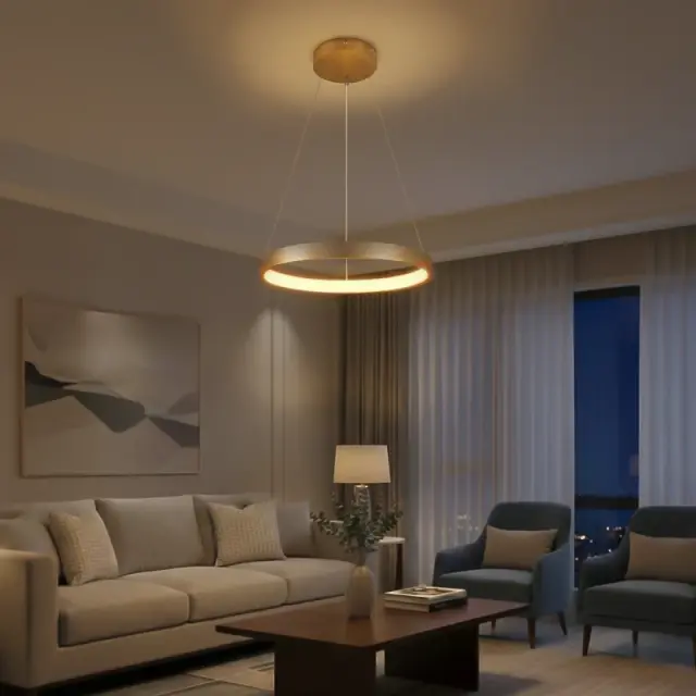 NEMESIS LED Κρεμαστό Φωτιστικό Οροφής Χρυσό 45Watt CCT Dimmable Φ60cm KLV-101-0210
