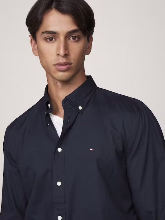 Tommy Hilfiger Σκούρο Μπλέ Πουκάμισο Σε Regular Fit Γραμμή Μπλε Σκούρο