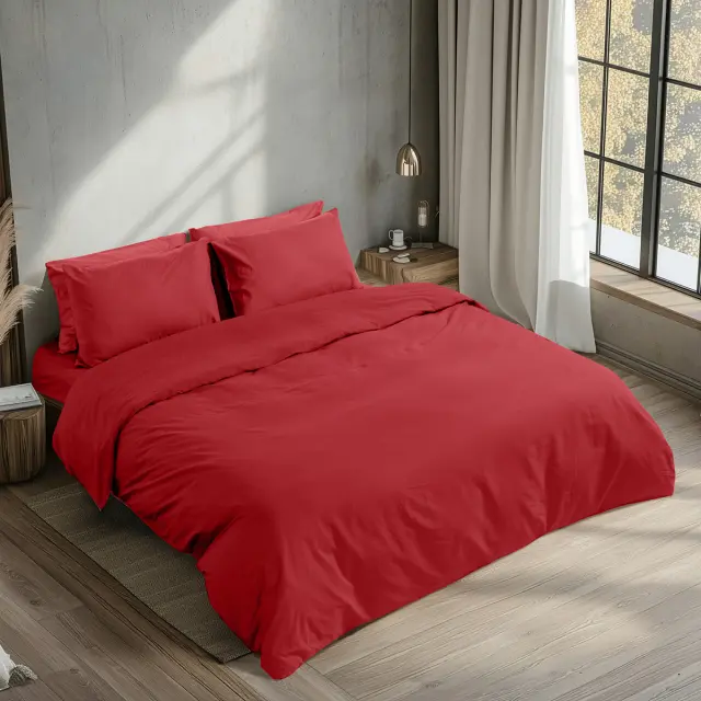 Beauty Home Σεντόνι διπλό με λάστιχο Prime Art 1230 145x200+35 Κόκκινο