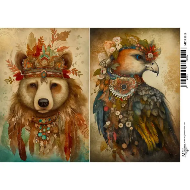 Ριζόχαρτο Maja's Memories, 30x42cm, Boho bear and eagle