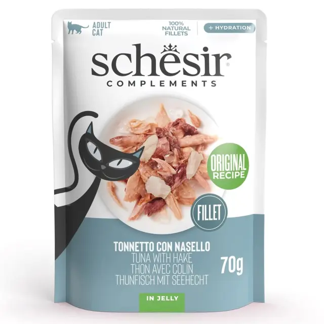 SCHESIR Tuna with hake in jelly - wet cat food - 70g