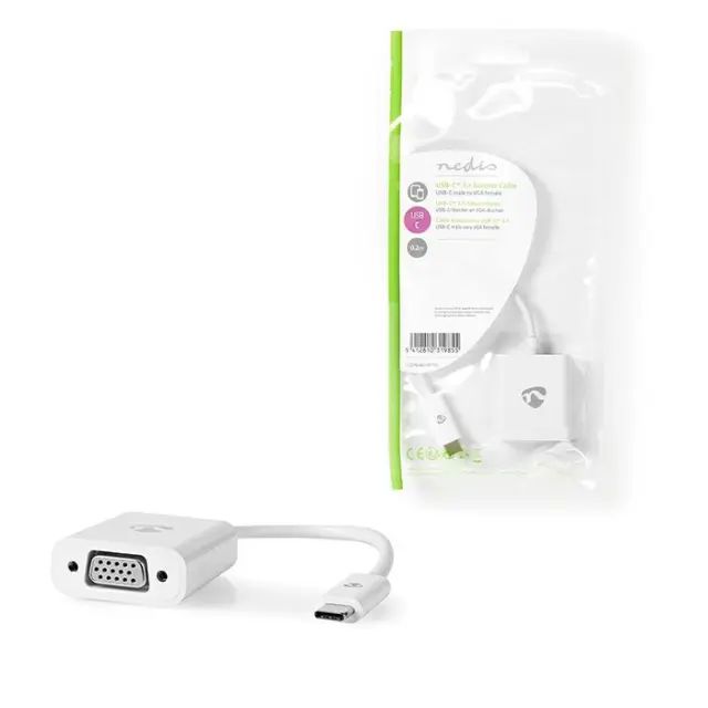 Μετατροπέας USB 3.2 Gen 1x1 Type-C αρσ. σε VGA θηλ., 0.20m, σε άσπρο χρώμα.