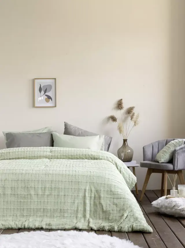 Κουβερτοπάπλωμα 160x220 Μονό Nima Weave Mint 100% Πολυέστερ