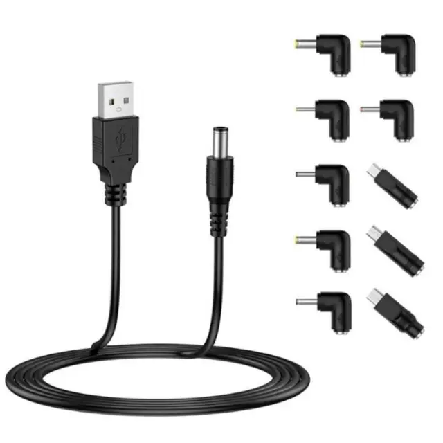 Techsuit® AC21 USB to 7x DC Barrel, Jack Adapter, Type-C, Mini-USB, Micro-USB- Black