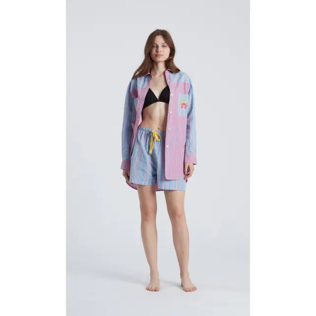 Γυναικείο πουκάμισο μακρυμάνικη Beach Multicolor Τύπος 6630 Happy People