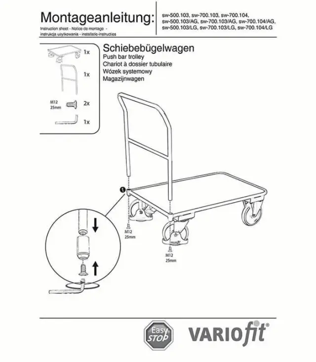 Variofit sw-500.103/AG Τρόλεϊ Μεταφοράς για Φορτίο Βάρους ως 400kg 2