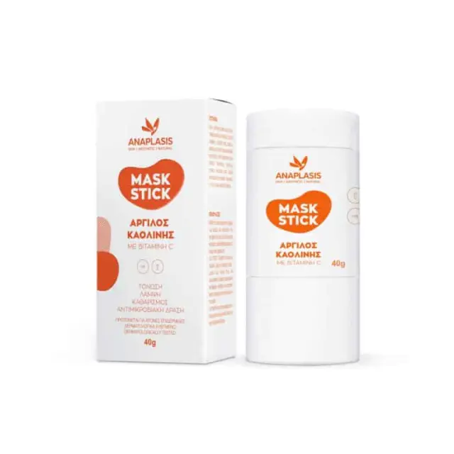 ANAPLASIS Mask Stick Μάσκα Προσώπου για Καθαρισμό-Λάμψη με Άργιλο Καολίνης και Βιταμίνη C 40gr 2