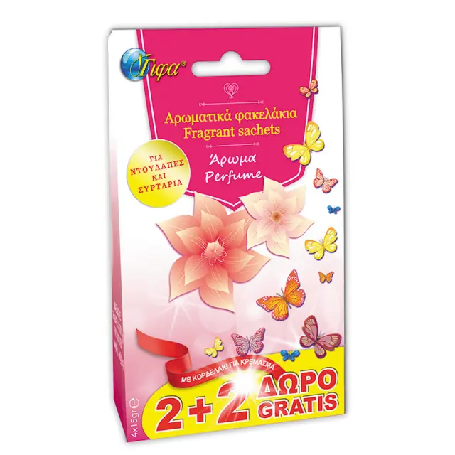 Αρωματικό Ντουλάπας Άρωμα Λουλουδιών 15g 2+2 Δώρο