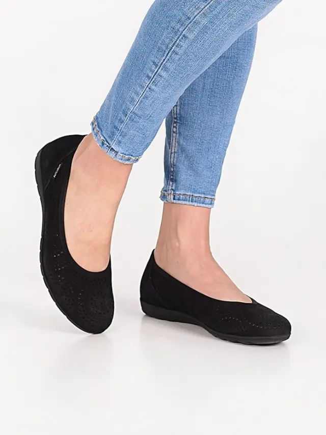 Mephisto Μπαλαρίνες Γυναικείο δέρμα Nubuck Μαύρο MEP/ELSIE PERF BLACK 2