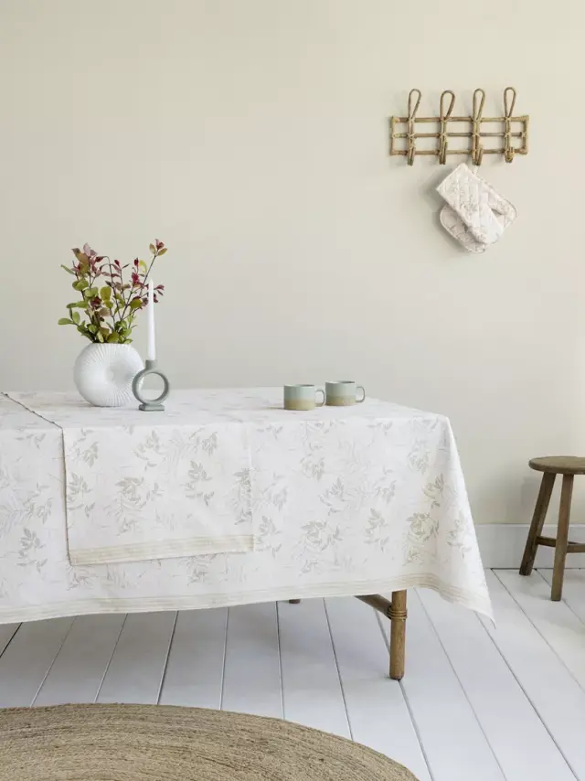 Τραπεζομάντηλο 150x190 Nima Foliage Beige 100% βαμβακερό