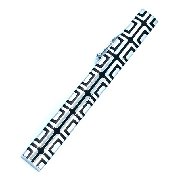 Ασημί Μαύρο Κλιπ Γραβάτας 5,5 cm με Σμάλτο – LGTC/5.5-15 3