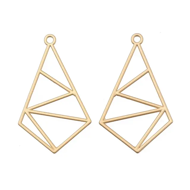 Μεταλλικό Κρεμαστό Open Back - Quadrangle - 40x24x1.5mm - Matte Gold - 4τεμ