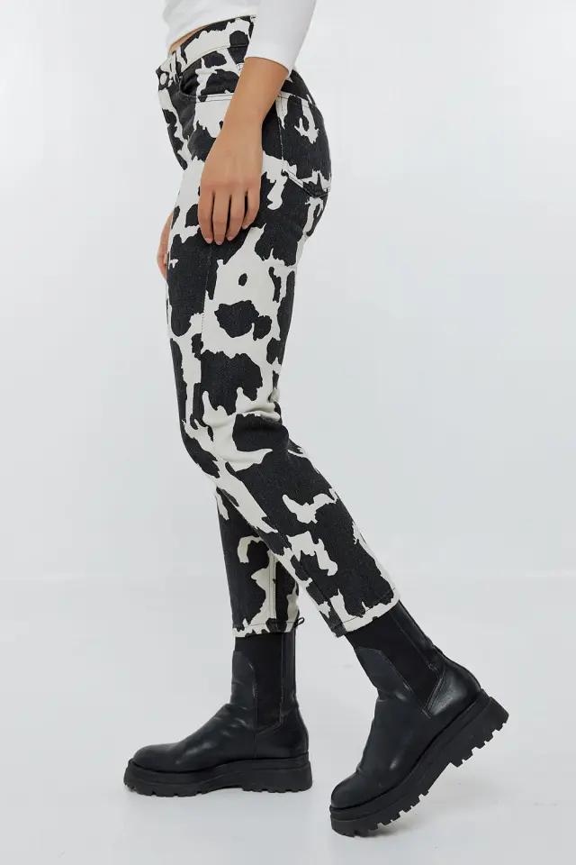 Παντελόνι Jean Cow Print Μαύρο 2
