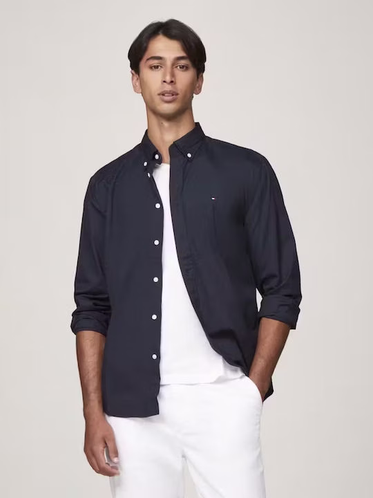 Tommy Hilfiger Σκούρο Μπλέ Πουκάμισο Σε Regular Fit Γραμμή Μπλε Σκούρο 2