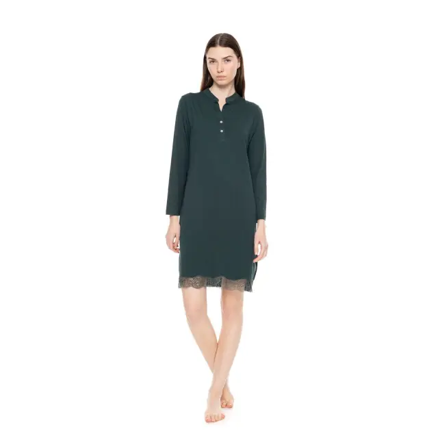Νυχτικό Solid Midnight W1569 Dark Green Pink Label - XL