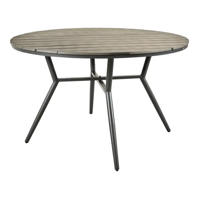 Τραπέζι Appa pakoworld αλουμίνιο και plywood σε ανθρακί απόχρωση Φ120x74εκ