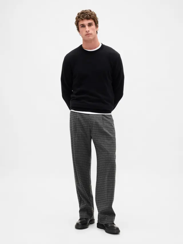 365 Wool-Blend Relaxed Παντελόνι GREY PLAID