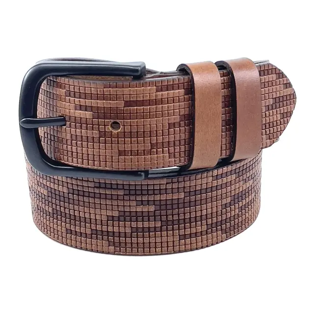 Ταμπά Δερμάτινη Ζώνη Full Grain με Μαύρη Αγκράφα 4 cm