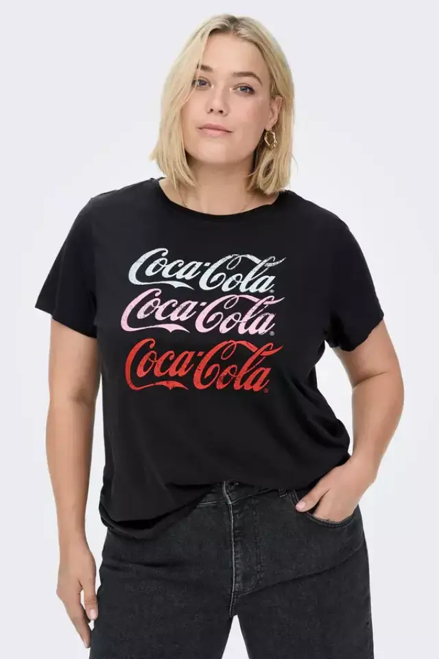 Only- Γυναικείο T-shirt με Στάμπα Coca Cola 15270251 Μαύρο - M