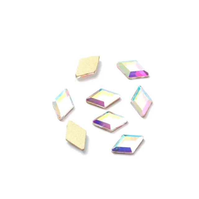 Glass Rhinestone για Κόλλα Crystal AB Rhombus 8x5x2mm - 15τεμ