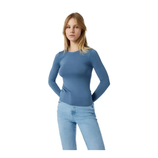 Minerva Γυναικείο Φανελάκι Μακρύ Μανίκι Modal Fimelle, Χρώμα Blue Denim
