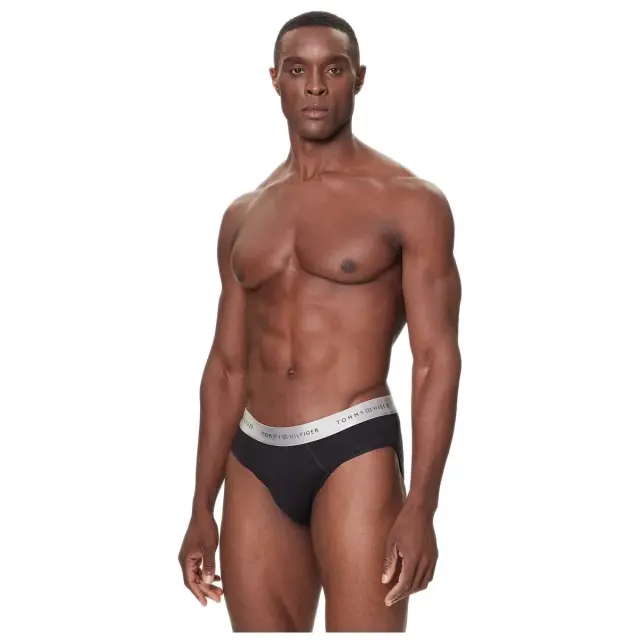 Tommy Hilfiger Ανδρικό Slip Metallic Waistband - Τριπλό Πακέτο, Χρώμα Blk-Des Sky-Silver - S 3