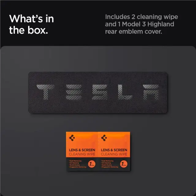 Spigen Tesla Rear Emblem Logo Full Cover, carbon - Tesla Model 3 2024 3