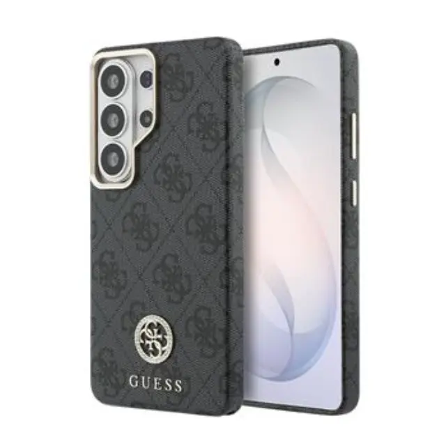 Guess PU Leather 4G Strass Logo Gold Frame Magnetic Case for Samsung Galaxy S26 Ultra Black