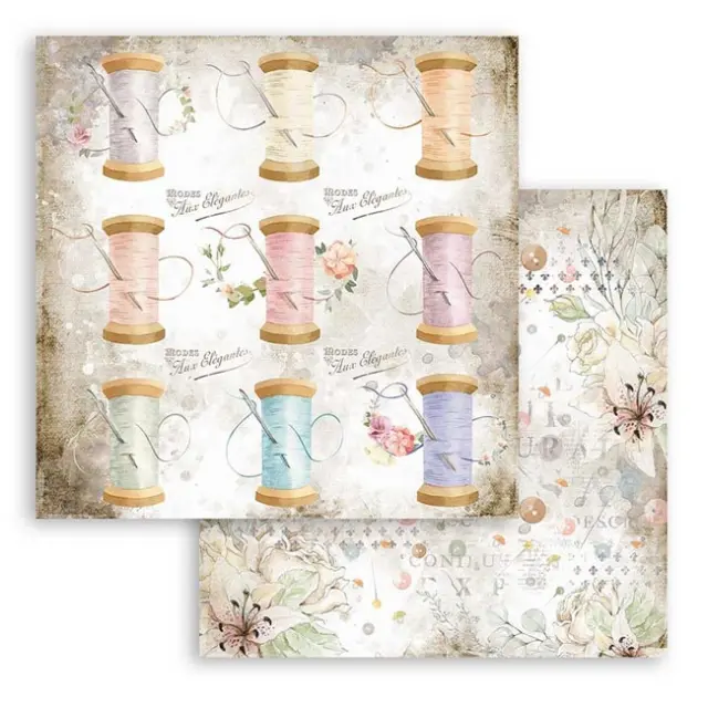 Χαρτί Scrapbooking Stamperia Διπλής Όψης - Romantic Threads Thread - 31x30cm