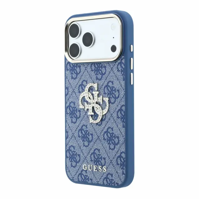 Guess PU 4G Strass Metal Logo Case for iPhone 18 Pro Blue 2