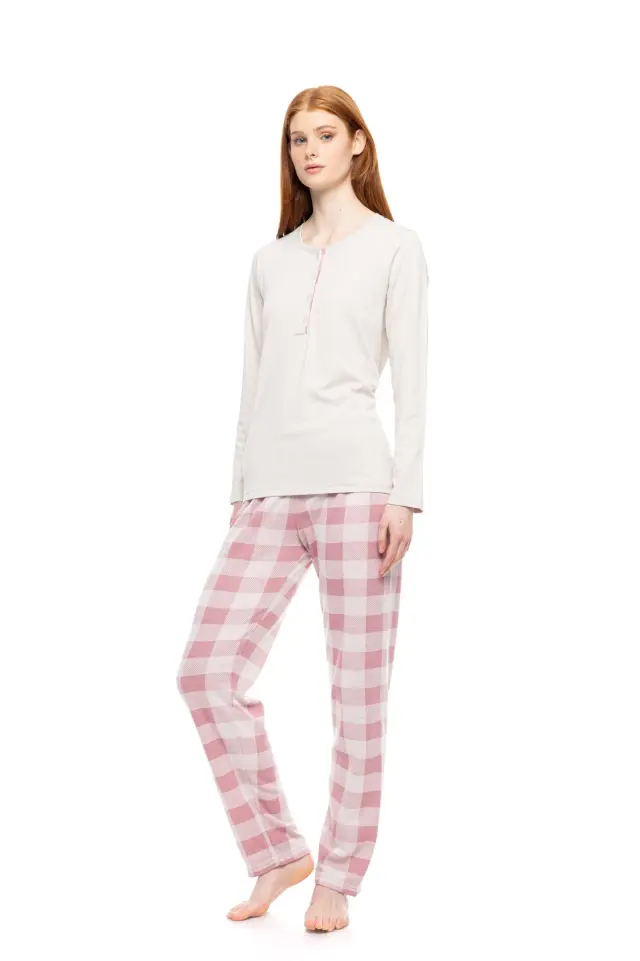 W1790 - Off White - PYJAMAS JACQUARD ROSE PLAID 2