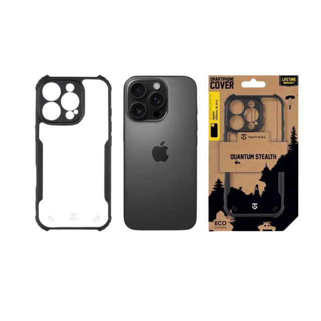 Tactical Quantum Stealth Cover for Apple iPhone 16 Pro Clear/Black 3