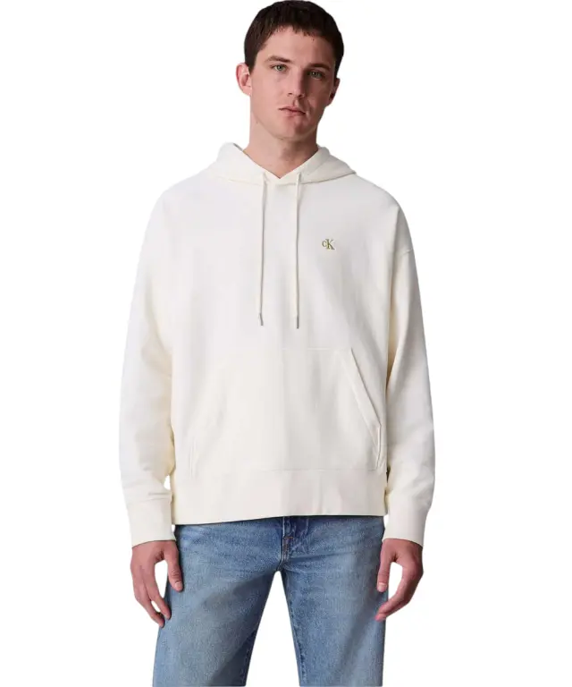 Calvin Klein - Ανδρικό Φούτερ με Κουκούλα Premium Terry Monogram LV04RC278G-67U Εκρού