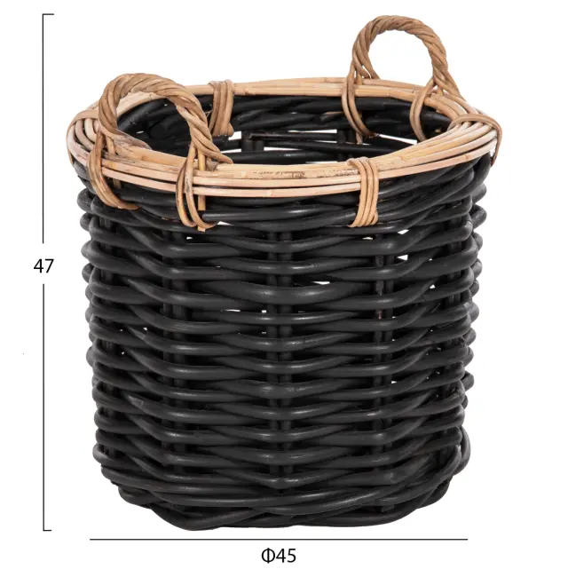Σετ 2 καλάθια Potts μαύρΟ&φυσικό χρώμα- CL Rattan Φ61+Φ45εκ. 2