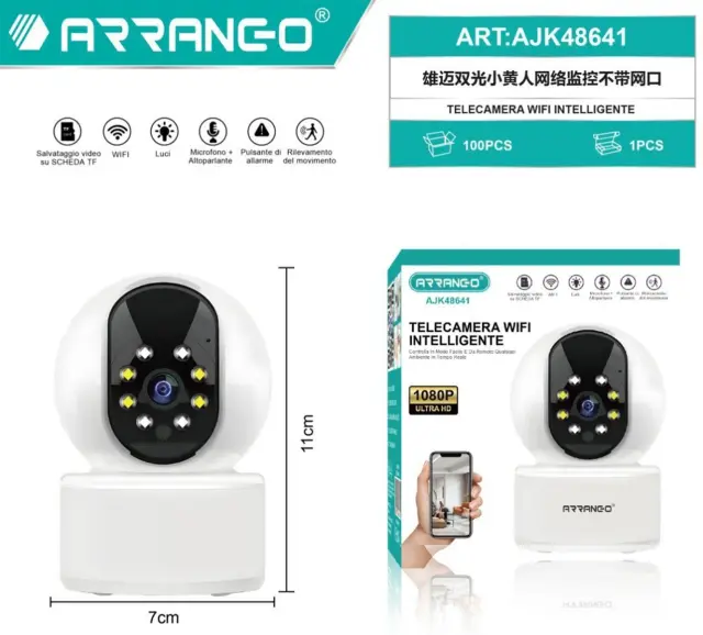 Arrango AJK48641 Κάμερα Εσωτερικού Χώρου Παρακολούθησης Wi-Fi 1080p Full HD 2