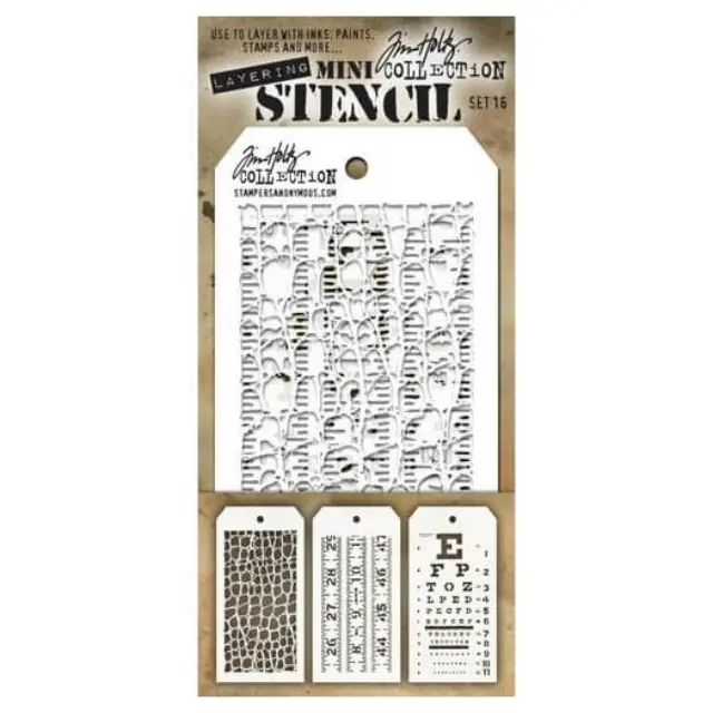 Tim Holtz Mini Layered Stencil 3 τεμ, 16x7,5cm