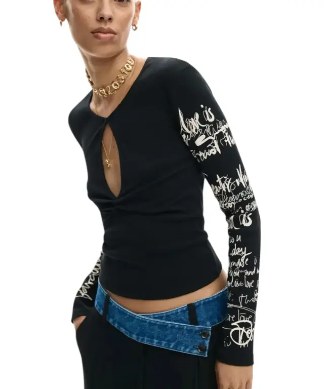 Desigual - Γυναικεία Μπλούζα Zagreb 26SWTK18-2000 Μαύρο 3