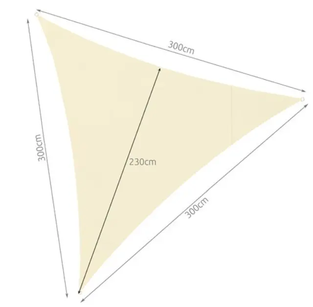 Τρίγωνο Πανί Σκίασης 3x3x3m σε Μπεζ Χρώμα 2