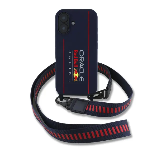 Red Bull Silicone Vertical Logo MagSafe Case + Crossbody Strap for iPhone 16 Navy 2