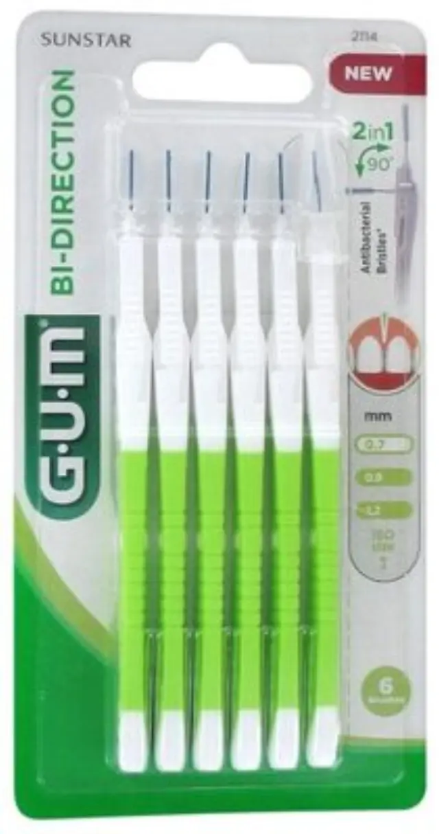 GUM Bi-Directional Ultra Fine 0,7 (2114) Μεσοδόντια βουρτσάκια για Αποτελεσματική Αφαίρεση της Πλάκας, 6τεμ