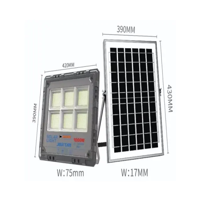Jortan Στεγανός Ηλιακός Προβολέας LED 1000W Ψυχρό Λευκό 6000K με Τηλεχειριστήριο IP67 JT-181000-XM1000W