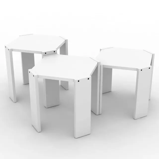 Ζιγκόν HANSEL Λευκό Μοριοσανίδα/Μελαμίνη 44.5x44.5cm Υ41/38.5/36cm Σετ 3Τμχ 2