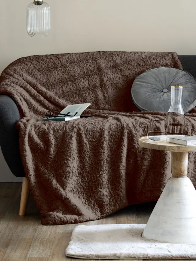 Κουβέρτα Καναπέ 130x180 660gsm Palamaiki Aleria Flannel-Sherpa- Beige