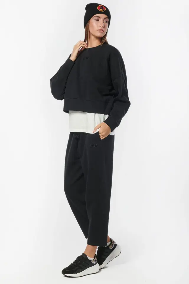 Body Action Oversized Fleece Sweatshirt (061227-01-Black) - Μαύρο - L 3