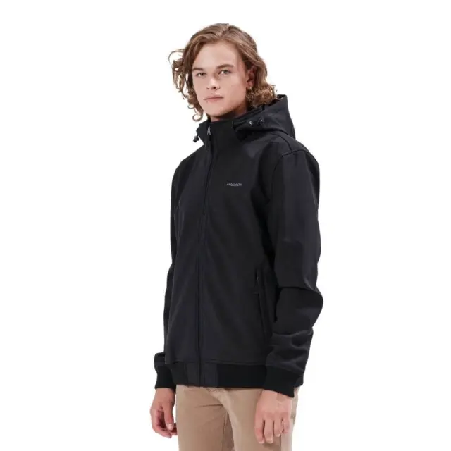Emerson Men's Soft Shell Rib Jkt, Det/ble Hood (20-212.EM11.08-BD BLACK) - Μαύρο - S 3