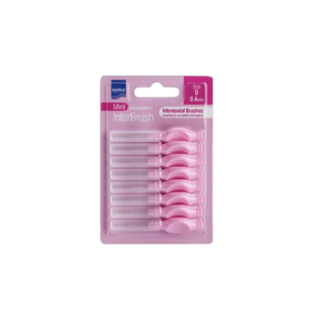 Intermed Mini Ergonomic Interbrush Μεσοδόντια Βουρτσάκια με Λαβή 0.4mm Ροζ Μέγεθος 0, 8 τμχ