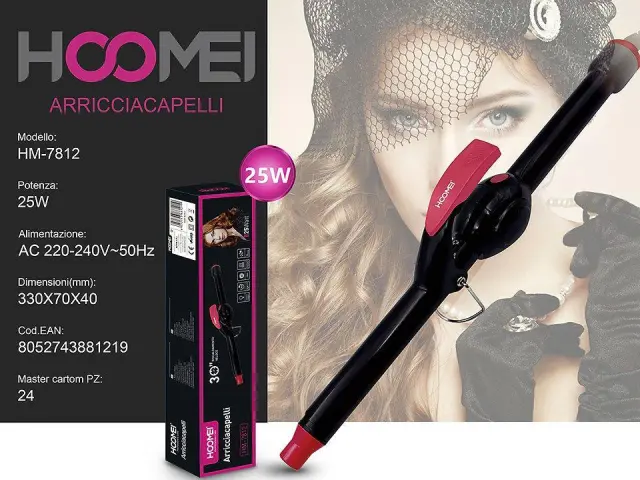 Ψαλίδι Μαλλιών για Μπούκλες Hair Curler 25W Hoomei HM-7812 Μαύρο 2